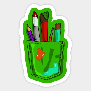 Art in my Pocket - Art Supplies in Shirt Pocket Design Sticker